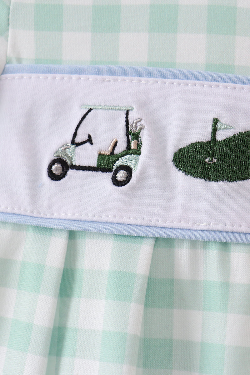 Green Golf Embroidered Romper