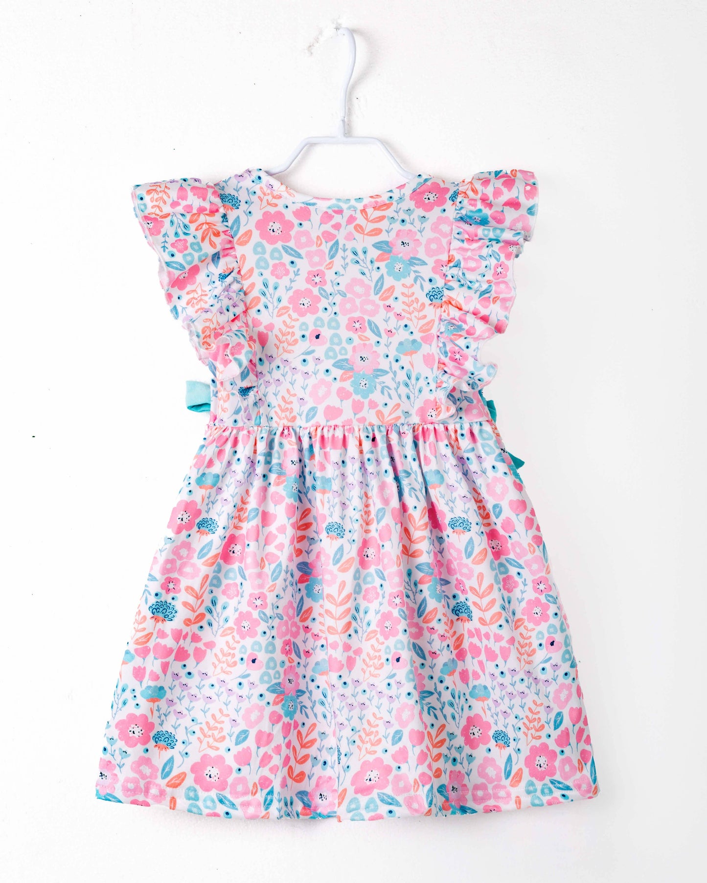 Floral Little Train Bunny Egg Carrot Ruffle Smocked Girl Dress
