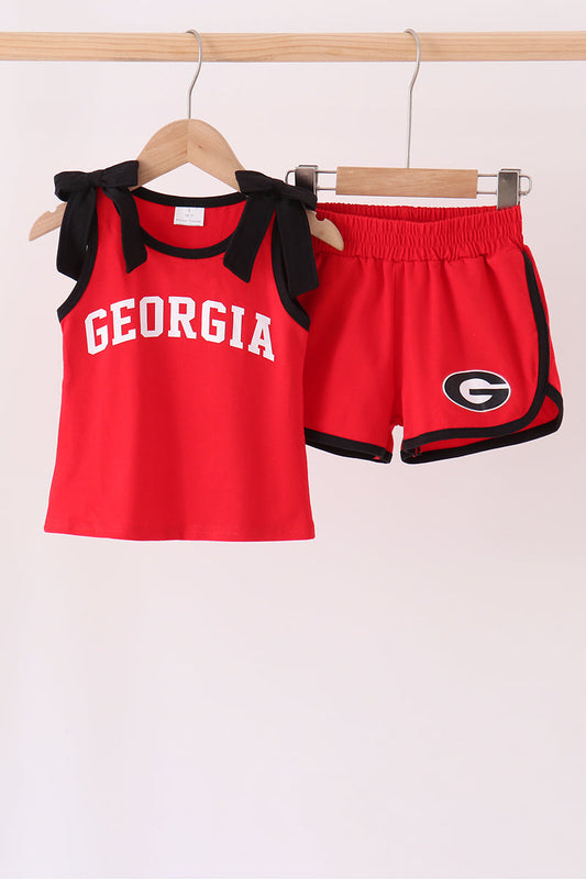 Red Georgia active shorts set