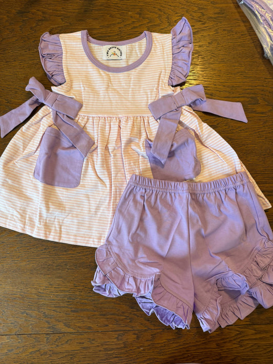 Purple Stripe Short Set