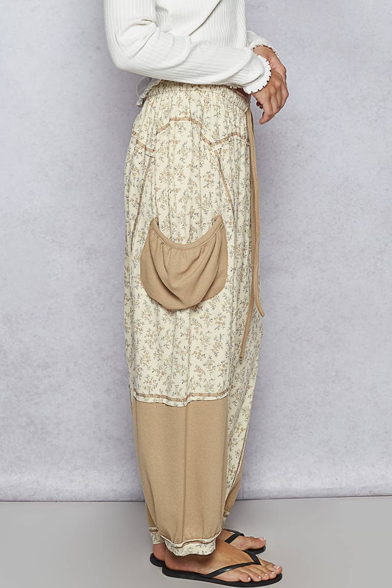 Oversized Floral Pattern Printed Knit Pants
