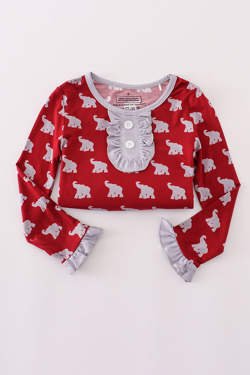 Alabama roll tide elephant print bamboo pajamas set