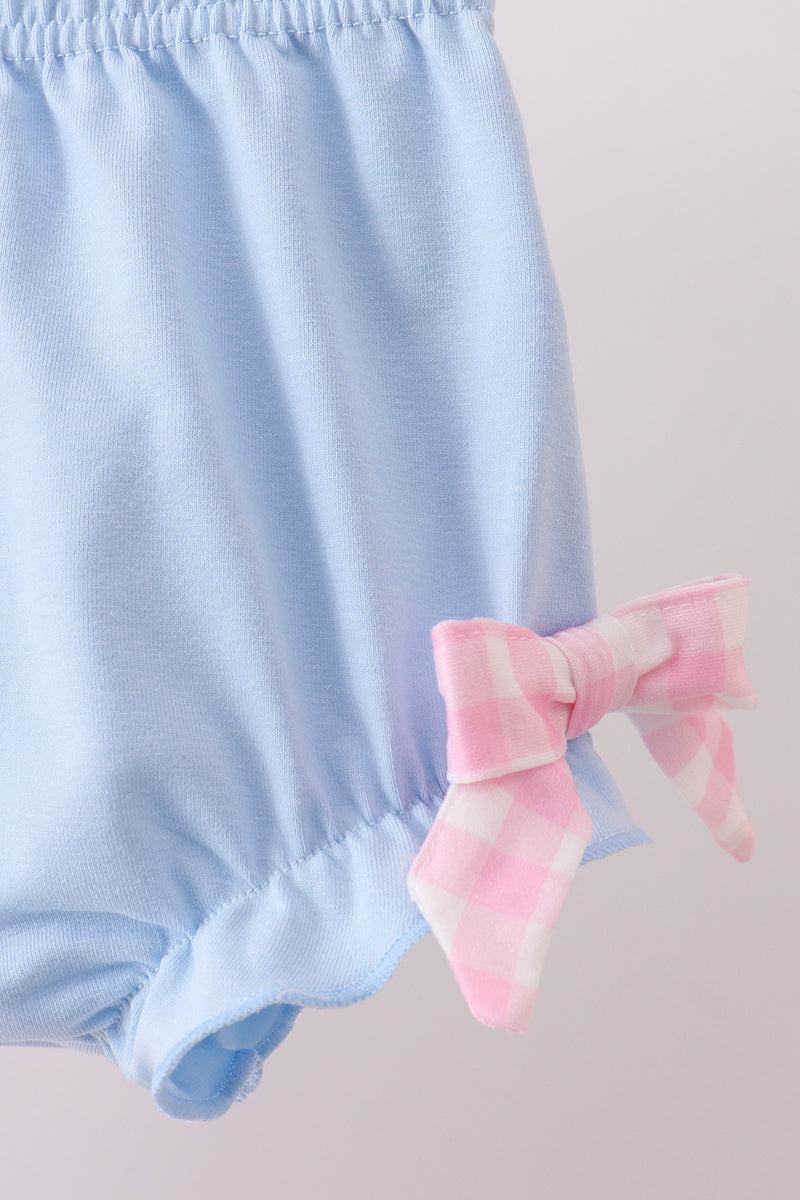 Pink Cow Plaid Embroidered Bloomer Set