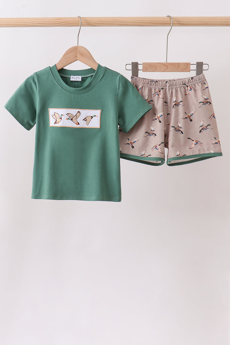 Green Mallard Embroidered Set