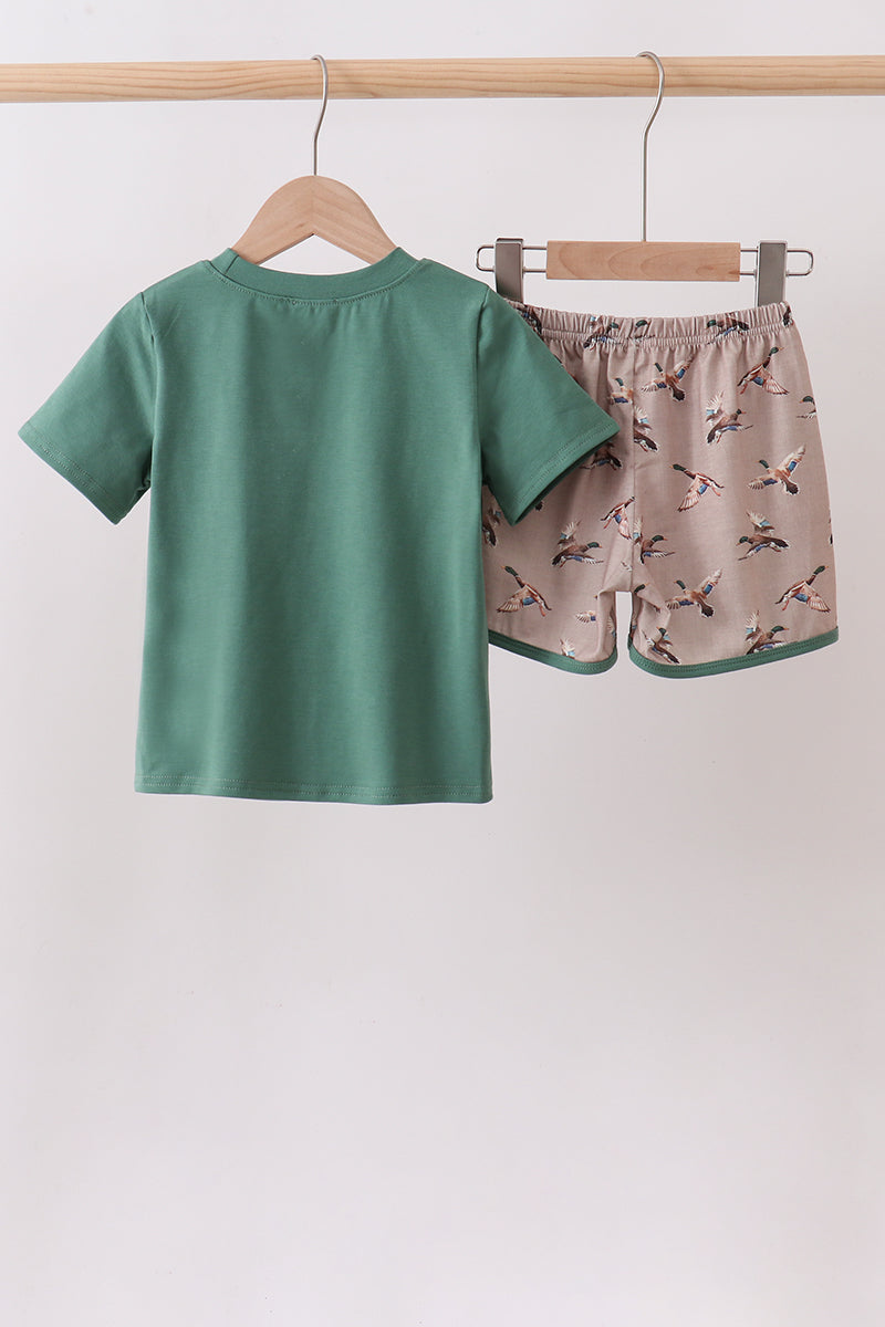 Green Mallard Embroidered Set