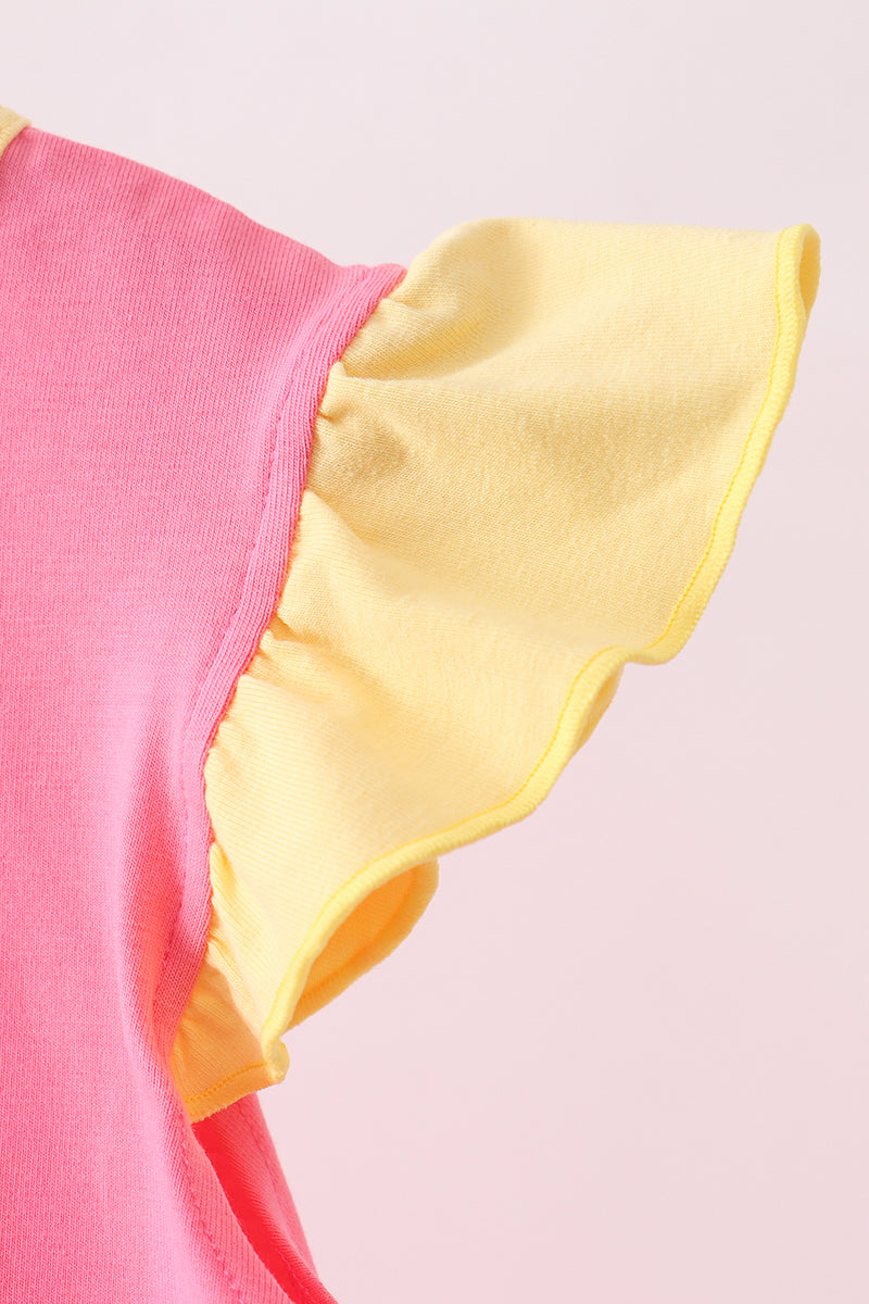You're my sunshine embroidery Stripe Ruffle Set