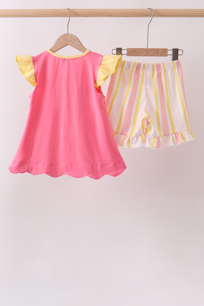 You're my sunshine embroidery Stripe Ruffle Set