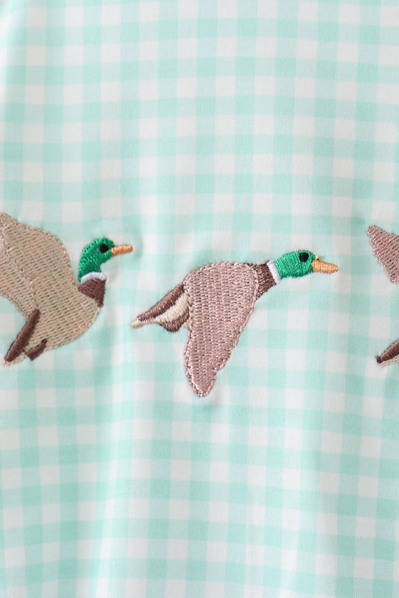 Green Mallard Plaid Embroidered Bubble