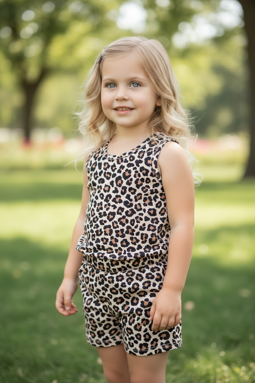 Leopard printed top & shorts. OFG60409 JEAN